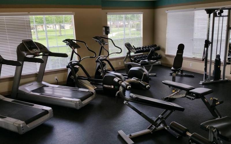 a gym with exercise equipment